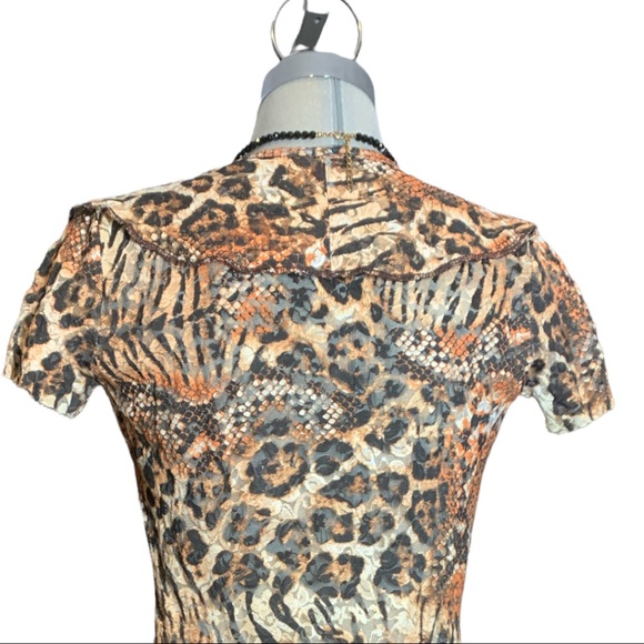 Leopard Semitransparent Brown Orange and beige Colours  Mini Dress Size M - Picture 5 of 16